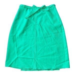 Vintage green midi bright green wrap skirt with POCKETS, front tie 60s - 70s